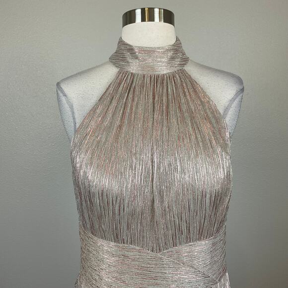 AQUA Women's Formal Dress Size 4 Pink Metallic Backless Long Evening Gown - Picture 7 of 13